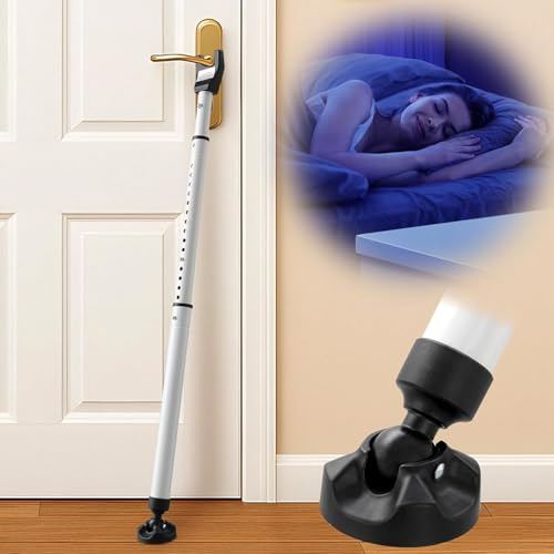 Door Security Bar, Heavy-Duty Metal Rod Sliding Patio Door Security Bar with 7 cm Non-Slip Base, 40-106 cm Adjustable Door Barricade Security Bars for Doors & Windows, Home, Renters, Apartments, White