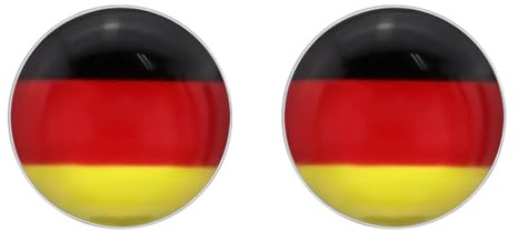 Zenvie Deutschland-Ohrstecker rund, 925er Sterlingsilber | 925er Sterlingsilber, 7x7 mm, nickelfrei, Geschenkbox, deutschland rund