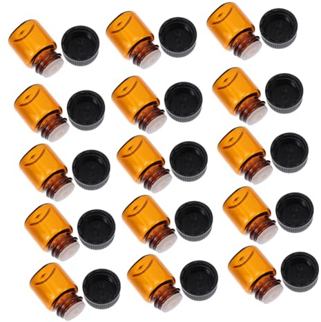 INOOMP Leere 1 Ml Glasfläschchen Nachfüllbare Make Up Flaschen Braun Glas Probenbehälter Ölfläschchen Reisegröße Dicht Verschlossen mit Perforiertem Verschluss