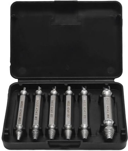 Hoypeyfiy 6er-Set Schraubenentferner Ausdreher aus HSS 4341 (Anti-Bruch, Rostfrei), Extraktor Set für alle Metalle, inkl. Aufbewahrungsetui