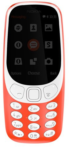 Nokia 363001 3310-Handy (6,09 cm (2,4 Zoll) Display, Dual SIM, MicroSD Speicherkartenleser, 1200 mAh Akku) rot