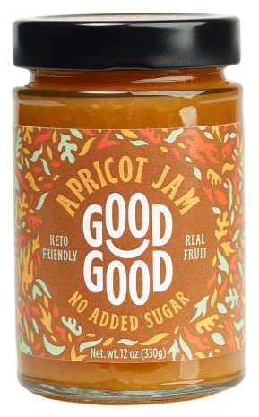 GOOD GOOD Apricot Jam - No Added Sugar - Low Calorie - Gluten Free and Vegan - Diabetic and Keto Friendly - 12oz / 330g (Pack of 1)