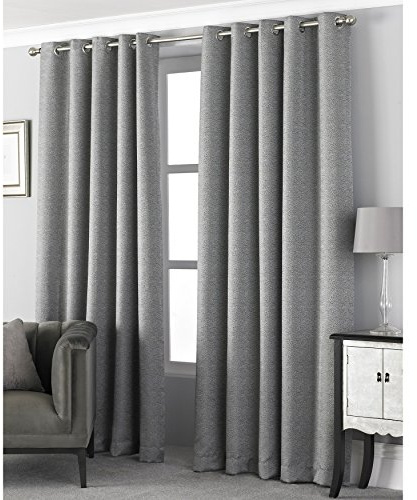 Paoletti Pendleton Jacquard Eyelet Curtain Pair - Graphite - 168x137cm
