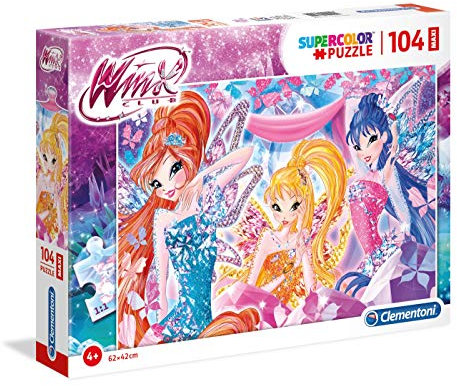 Clementoni 23724 - Supercolor Puzzle - Winx - 104 Maxi Pezzi, Mehrfarbig