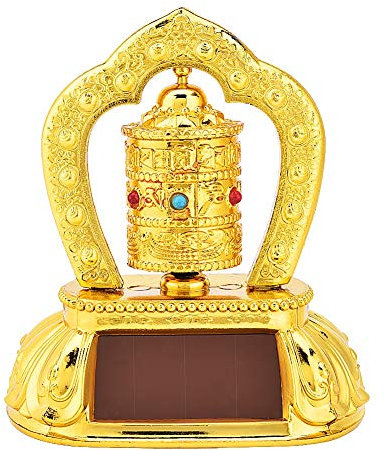 Fydun Sonnenenergie Gebetsmühle 1 PC Armaturenbrett Dekorationen Spinnendes Gebetsrad Tibetanischen Tibetisch Buddhistischen Sonnenenergie für Auto Innenausstattung