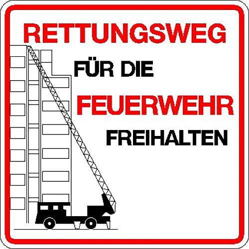 Schild: Rettungsweg für die Feuerwehr freihalten - Aluverbundtafel 400x400mm nachleuchtend