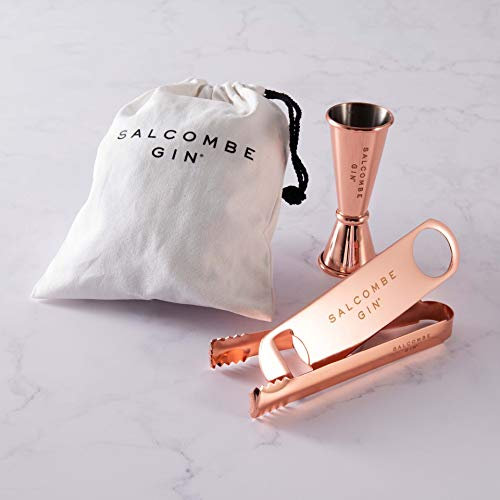 Salcombe Set de bar à cocktail Gin : jigger, décapsuleur, pince
