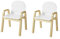 SoBuy KMB24-Wx2 2er Set Stuhl höhenverstellbar Stühlchen mit Armlehnen und Rückenlehne weiß Sitzhöhe 23-35cm
