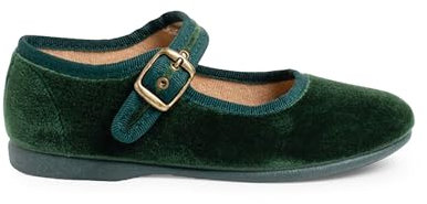 Pisamonas Merceditas Niña Terciopelo Hebilla Talla 21 Color Verde