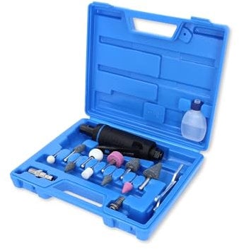 BRILLIANT TOOLS Mini Stabschleifer Druckluft Satz 15-tlg. BT160700 I Geradschleifer mit Drehzahl-Regulierung durch Regulierungsschraube I Mit 3 + 6mm Spannfutter