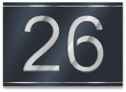Metzler Numero civico in inox V2A, targa personalizzata in antracite RAL 7016 con numero civico tagliato al laser. Inossidabile, effetto 3D, incl. incisione, dimensione: 16 x 11 cm