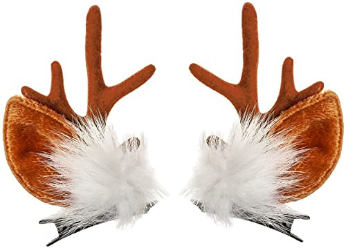 alles-meine.de GmbH 2 TLG. Set Haarspangen/Haarclips - Weihnachten - Elch Geweih & Ohren - für Kinder + Erwachsene - Weihnachtsschmuck - REH Hirsch Mädchen Schmuck Haarschmuc..