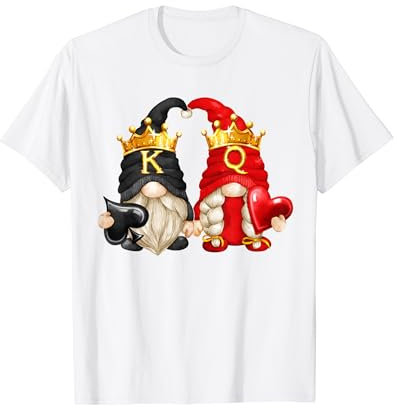 King Of Spades And Queen Of Hearts With Funny Garden Gnomes T-Shirt