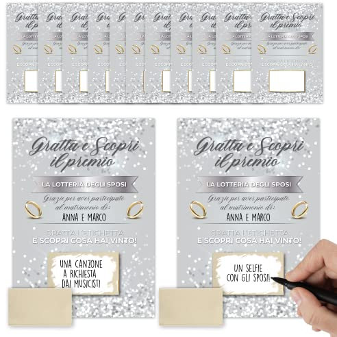 KAÏDENSÏ Gratta e Vinci Matrimonio Silver - 24 Pz Gadget Lotteria Sposi - Giochi per Invitati