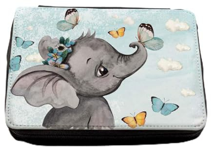 ilka parey wandtattoo-welt Schultertasche Schultasche Tasche Umhängetasche Federtasche Federmappe Elefant Schmetterlinge Wunschname Geschenk Bundle47 tsu105 fm250 - ausgewählte Größe: *Federmappe*