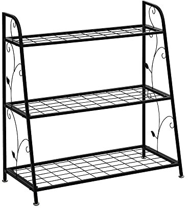 STILISTA Étagère à plantes en métal pour l'intérieur et l'extérieur, escalier pour fleurs, différents modèles, 3 compartiments de rangement