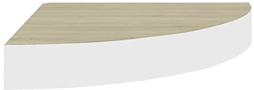 Bussandri Exclusive - Eck-Wandregal Eiche und Weiß 35x35x3,8 cm MDF