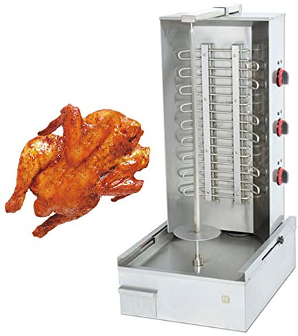 Rôtissoire Verticale Machine à Kébab Poulet Électrique Appareil Mini Machine Grill Rotatif, Machine Broche Grill à Kebab Profesionnel pour Poulet, Agneau, Bœuf, Porc