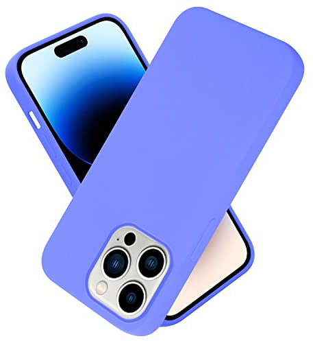 Cadorabo Hülle kompatibel mit Apple iPhone 14 PRO Hülle Silikon Handyhülle für iPhone 14 PRO Case aus flüssigem Silikon- Kratzfeste und stoßfeste dünne TPU Schutzhülle - Liquid HELL LILA