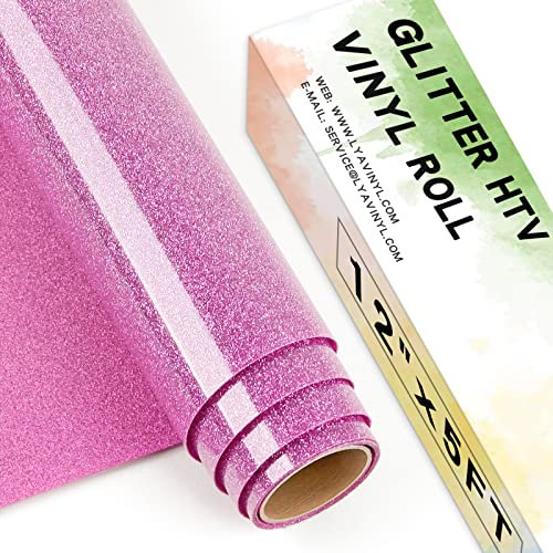 Lya Vinyl Glitter Purple Heat Transfer Vinyl, 12 x 5ft Glitter HTV Vinyl for Cricut,Silhouette Cameo, Glitter Iron on Vinyl for Cloth, Hat, Fabric
