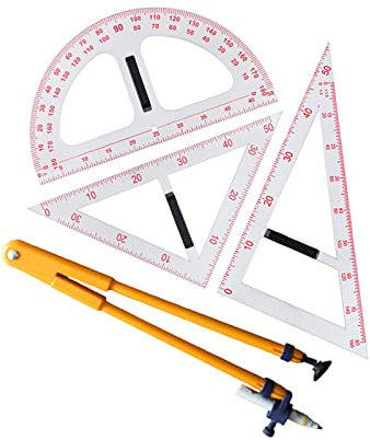 kowaku Messwerkzeug, Mathe-Set mit abnehmbarem Griff, große Zahlen-Set-Zeichnung für an der Tafel im Klassenzimmer, Vierteiliges Set