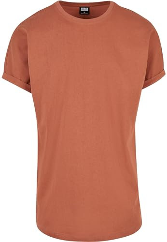 Urban Classics Men's Long Shaped Turnup Tee T-Shirt, Terracotta, S