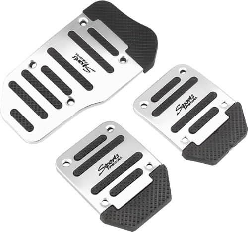 CGEAMDY 3 PCS Auto-Anti-Rutsch-Fußpedal, Auto-Pedale-Abdeckung Kraftstoff-Beschleuniger-Bremspedal-Pads-Kit, Auto-Beschleuniger Gas Bremspedal Kupplungspedal(Silber)