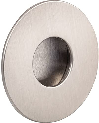 ESTAMP Griffmuschel Geometrec ø 70mm - Muschelgriff rund - Griff zum Einlassen mit Rahmen, Zinkdruckguss Edelstahl Effekt