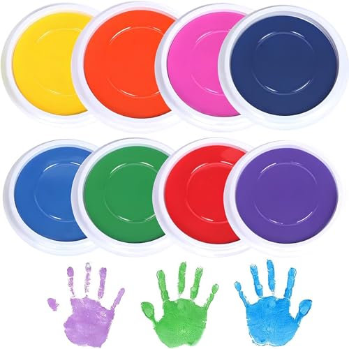 LZYKJGS 8 Stück Stempelkissen, Ink Pad, Stempelkissen Fingerabdruck, Stempelkissen Bunt, Fingerstempel, Verwendung für Fingermalerei, DIY Stempelkarten, Scrapbooking, Geschenke für Kinder (8 Farben)