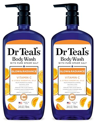 Dr Teal's Toospesy Dr. Teal's Glow & Radiance Vitamin C Citrus Essential Oils Body Wash 610ml (Pack of 2)