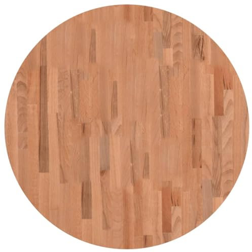 vidaXL Tischplatte, Holzplatte Holztischplatte Rund, Ersatzplatte Platte für Beistelltisch Bartisch, Massivholztischplatte Esstischplatte, Ø80x1,5 cm Massivholz Buche