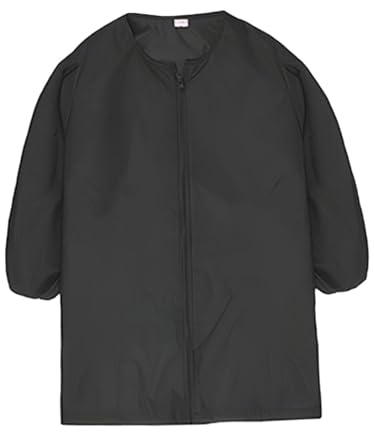 Sharplace Tablier de Peinture pour Enfants, Blouse de Peinture pour Enfants, Fermeture éclair sur Le Devant avec Manches Longues, Tablier Artisanal Léger pour D, Noir M