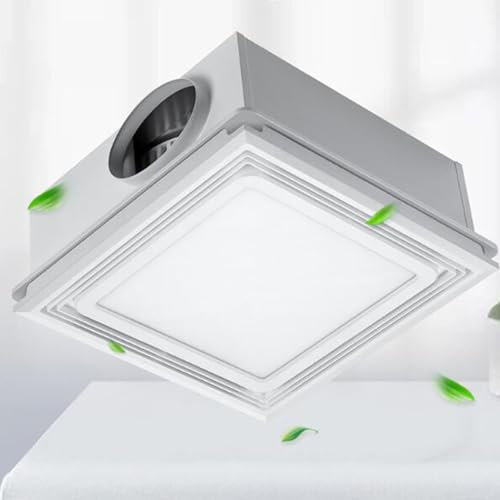 BETAM Extractor De Aire con Luz LED,150 M³/H Extractor Cocina,10,5 Cm De Espesor,Extractor Baño Silencioso,Ventilador Extractor para Techo Integrado De 300 * 300 Mm,IPX2 Resistente Al Agua