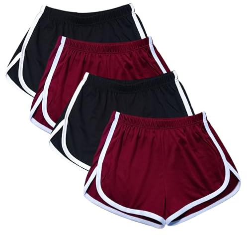 WEBGGER 4 Pack Women Shorts Cotton Athletic Yoga Dance Cycling Shorts | 95% Cotton 5% Polyester, soft breathable, high‑stretch, for pj, yoga, dance, cycling, hiking and daily loungewear