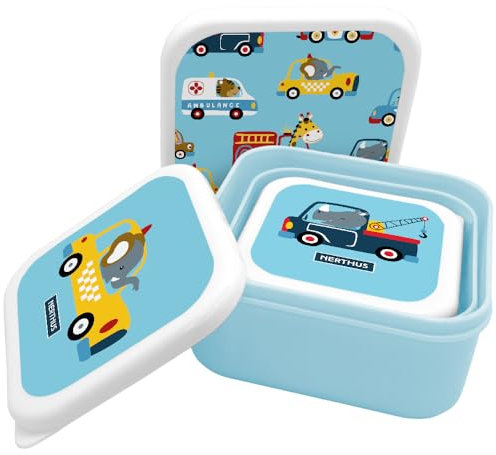 NERTHUS FIH 1330 Fiambreras Apilables para Niños, Set de 3 Contenedores Infantiles sin BPA