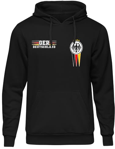 UGLYSHIRT Deutschland Herren Kapuzenpullover | Germany Hoodie Deutschland Pullover Deutschland Trikot Fanartikel Fussball EM WM Deutschland Flagge | M12 FB