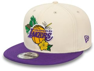 New Era NBA Floral 9Fifty Snapback Cap LA Lakers Beige Lila, Size:M/L