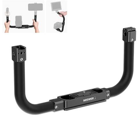 NEEWER Stabilizzatore Smartphone con Rig Maniglie, Supporto Telefono Portatile con Cold Shoe, Base Tipo Arca e Impugnatura a U per Videoregistrazione Mobile e Fotocamera Compatta Mirrorless, CA106