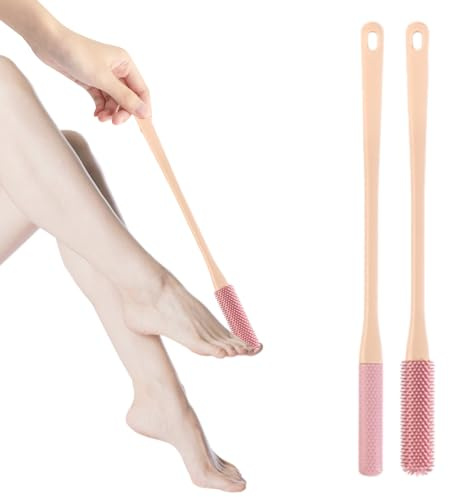 Toe Gap Cleaning Brush, Upgrade Shower Foot Scrubber Silicone Foot Brush Toe Crevice Cleaning Brush, Ergonomic Handle for Foot Seniors, Elderly, Women and Men (Pink)