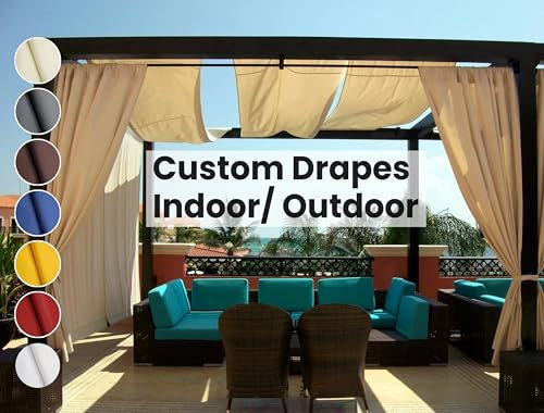 SINCERE Custom Drapes Indoor Outdoor, Cut to Size Crushed Voile Sheer Curtain Panels Inch, Window Blackout Blinds, Extra Wide XX Long Large Window Treatments, Thermal Insulated Shades(Custom Color)