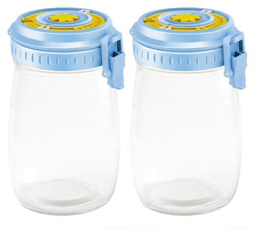 2 Stück Gärglas 1000 ml mit Datum versehenes Sauerteig-Starterglas mit Entlüftungsventil Sauerteigglas wiederverwendbarer Kimchi-Behälter Mehrzweck-Vorratsgläser aus Glas zur Gärung Lagerung von Leben