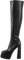 VERISSON Damen Plateau Stiefel Blockabsatz Langschaft Kniehohe High Heels Stretch Boots Zipper Glattoptik Schwarz 46 EU