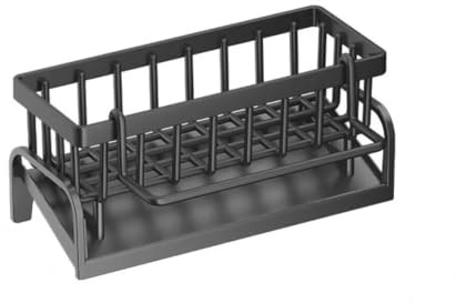 YIJUNSTORE Organizador de fregadero de cocina de acero inoxidable con bandeja autodescargable, toallero, adecuado para accesorios de cocina y baño (negro)