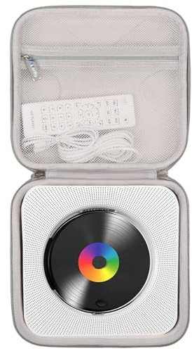 Worfty Hard Travel Carrying Case for Gueray KC906 Portable Bluetooth Desktop CD Player, White, Case Only, No Connectivity, Compatible with Headphone, Speaker
