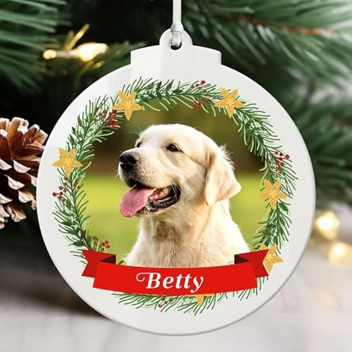 Personalised Dog Christmas Baubles Christmas Ornaments with Photo Personalised Xmas Tree Decoration Christmas Tree Decorations Keepsake Gifts for Pet Dog Cat Lover (Deign 2)