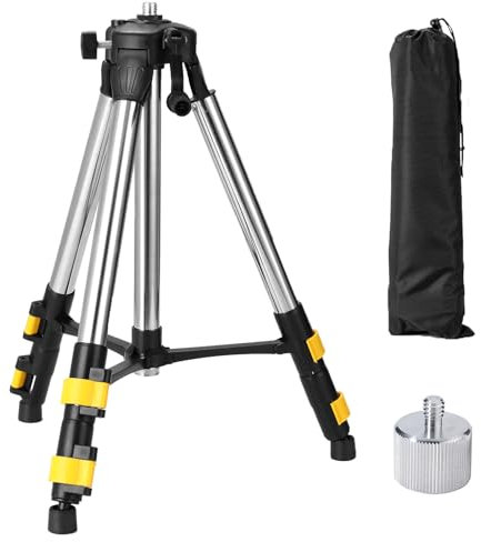 Hengrongshen Trépied laser professionnel, 50-120 cm, support réglable en hauteur, avec filetage extérieur 5/8-11 et adaptateur de filetage 1/4-20, sac de transport pour trépied laser