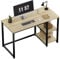 WOHOMO Computer Desk 120cm with 2-Tier Shelves Sturdy Home Office Desk with Large Storage Space Modern Gaming Desk Study Workstations Laptop Table, Oak