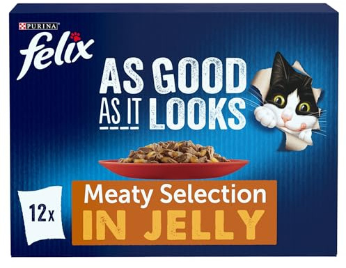 FELIX As Good As it Looks Meaty Selection in Jelly Wet Cat Food 12x85g (Pack of 4)