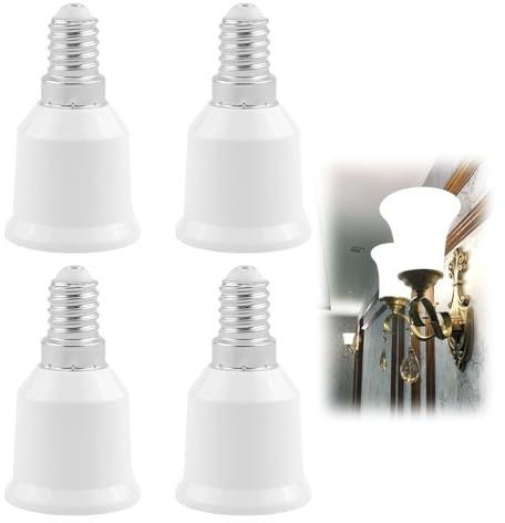 4Pcs E14 a E27 Socket Converter, Adattatore Lampadina da E14 E27, Convertitore Adattatore da E14 a E27 per Lampadine a LED, Lampade Alogene, Lampade CFL, Lampadine a Incandescenza 220V