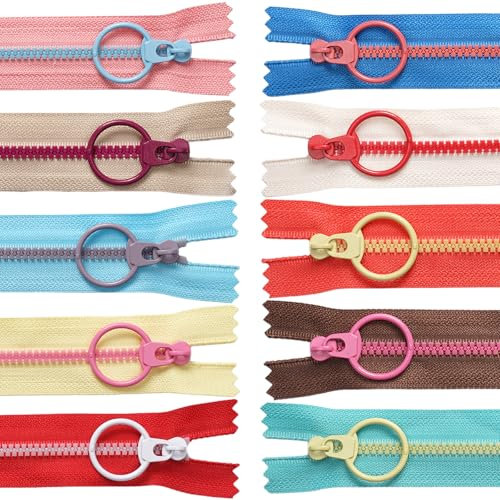 20 Stück Harz ReißVerschlüsse 30cm ReißVerschluss Set,Coil Reißverschlüsse,10 Farben Reißverschluss mit Ring,Bunten Reißverschluss,ReißVerschluss Teilbar für Schneider Nähen Handwerk Tasche Kleidung